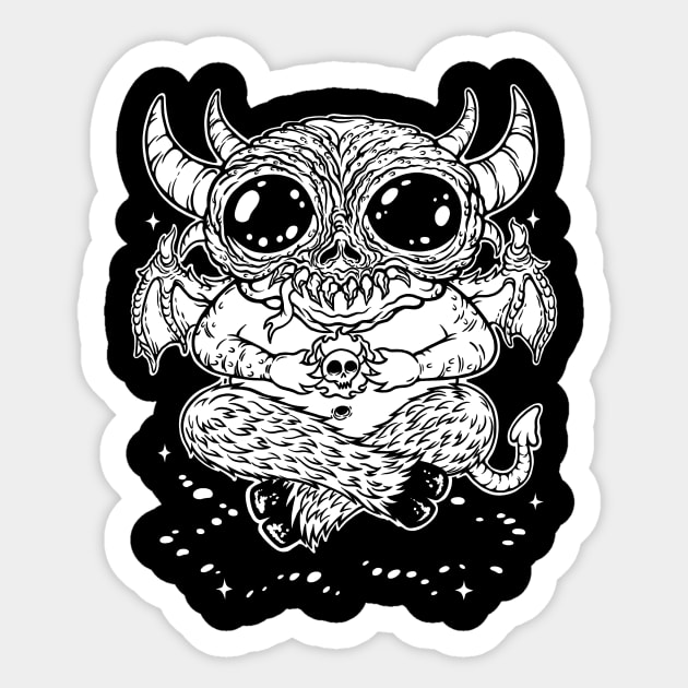 Skull Holder b/w Sticker by flynnryanart